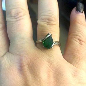 Sterling Silver and lab create emerald ring. Size 10